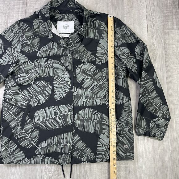 Herschel Supply Co Unisex Voyage Coach Jacket Rain Wind Green Palms Sz Medium  O - Picture 6 of 10